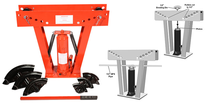 Curvatubi Idraulico Wiltec 6 Tonnellate - Set Professionale Con 6 Matrici Per Tubi Da 6,35-25,4mm - Foto 4